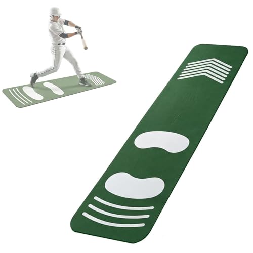 Baseball Sliding Mat, Batting Mat for Training Non Slip Shock, Premium Practice Equipment for Adult with Footprint Guide Baseball and Softball Players for Indoor Outdoor Sports(Green)
