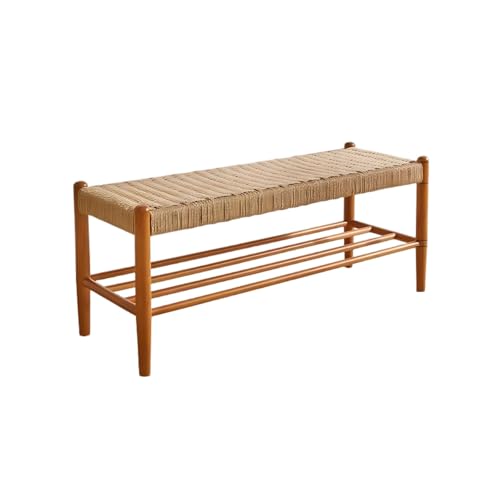 Banco Zapatero de Entrada – Zapatero Organizador de Madera – Zapatero Abierto de 2 Niveles – con Almacenamiento para Zapatos – Mueble de Madera para Puerta de Entrada, Dormitorio, Pie de C(Size:100cm)
