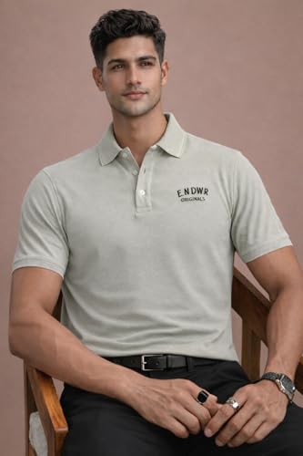 Image of ENDEAVOUR WEAR Men Men Short Sleeve Solid Cotton Rich Polo T Shirt | Collar Tshirts | Half Sleeves | Plain-Regular Fit