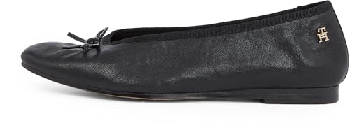 Tommy Hilfiger Bailarinas Mujer Soft Leather con Lazo, Negro