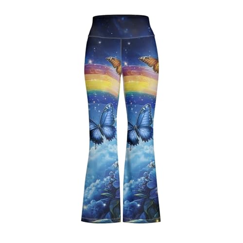 Image of Girls Leggings Floral Print High-Waisted Flared Pants 5-14 Years