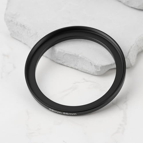 2 unidades de anillo adaptador de aluminio de 49 mm a 55 mm para lentes, tipo step up, con rosca macho de 49 mm y hembra de 55 mm miniatura 5