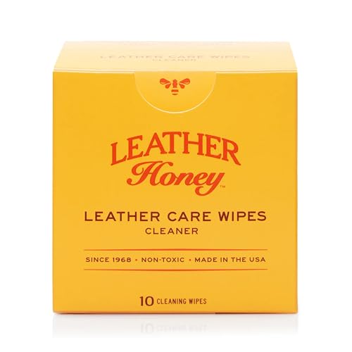 Lingettes nettoyantes Leather Honey pour cuir, faux cuir et vinyle - canapés, sièges auto, sacs à main et voyage, chaussures et sellerie. Lingettes non...