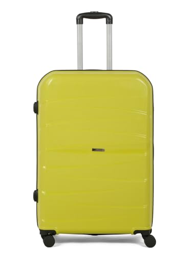 Image of Teakwood Large Size 8 Wheels Trolley Bag, Hard Cabin with Zipper Closure, Adjustable Push Button & TSA Lock System 360 Degree (Large, Lime Green)