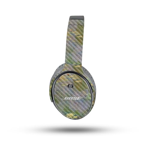 Image of MightySkins Carbon Fiber Skin Compatible with Bose QuietComfort 35 II Headphones - Water Lilies | Protective, Durable Textured Carbon Fiber Finish | Easy to Apply