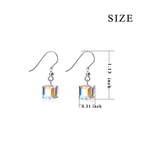 Aoboco Sterling Silver Dangle Drop Earrings, Aurora Borealis Crystals From Austria, Hypoallergenic French Hook Earrings, Anniversary Birthday Jewelry Gifts For Women Daughter Wife Girlfriend Mom #TOP2