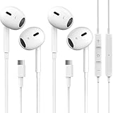 YouthCity 2Packs USB C Headphones for 16/15 Earbuds with Microphone & Volume Control HiFi Stereo Type C Earphones for Galaxy S23/S22/S21/S20/Ultra Note 10/20, for Pixel 7/6/6a/5/4 OnePlus 9 8（silvery）