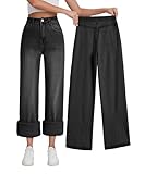 EMMIOL Women's Winter Fleece Lined Jeans Wide Leg Thermal Denim Pants Stretch Warm Jeans