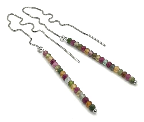 Boucles d'oreilles tormaline en argent 925 d'Italie pour femme