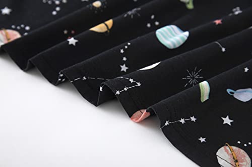 Inadays Sleepwear Women's Nightgown Cotton Sleepshirts Short Sleeve Nightshirt Print Sleep Dress R Neck Nightdress Loose Comfy Pajama Sq002-Black Stars-M #TOP5
