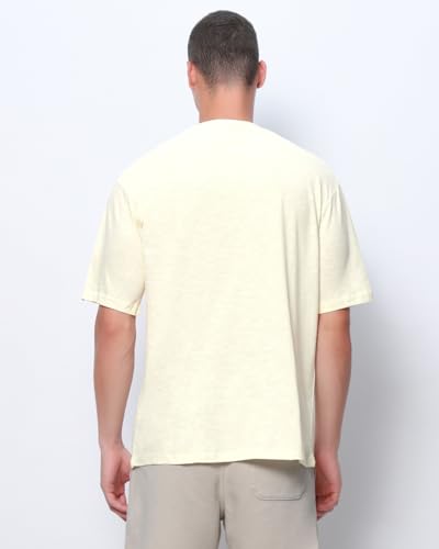 Image of Bewakoof Air 1.0 Men's Solid Oversized Fit Half Sleeve Round Neck Cotton Slub T-Shirt