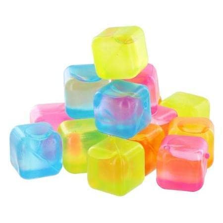 AL ATASH Square Shape Reusable Ice Cubes, Ice Cubes Moulds Filled with Pure Water Reusable ice Cube || ice Ball Mold ||for Home Restaurant Bar || Silicone, Multicolor (12 Pcs)