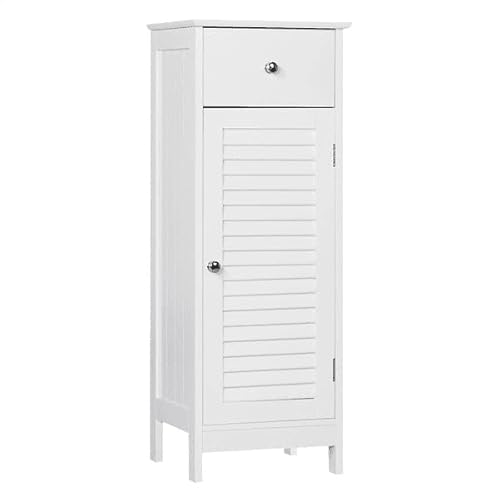 Oytho Wooden Storage Floor Cabinet With Drawer And Single Shutter Door For Bathroom, Living Room (Color : White) #TOP5