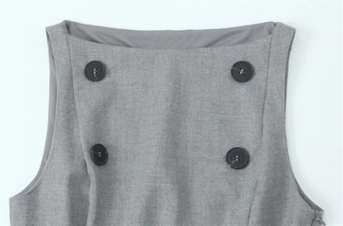 Women's Sleeveless Double Breasted Waist Cinched Pleated Vest Solid Color Casual Office Vest3