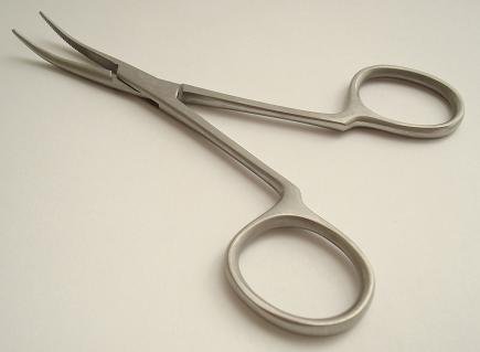 Dog Ear Forceps. Stainless, Curved Without Lock.