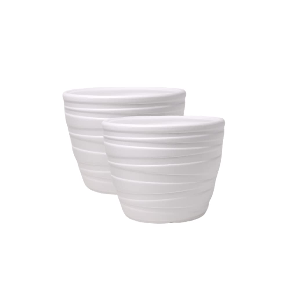 Harshdeep Planters for Living Room - Phoenix - Indoor Outdoor Home Office Garden Decorative Round Plastic UV Protected Flower Pot 10 Inch Set of 2 (White) (B0D49BN7HP) Amazon Price History, Amazon Price Tracker