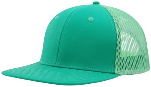 Image of Flat Bill Snapback Mesh Hats | Fits OSFM & XXL Big Head | Blank Solid Color Adjustable Trucker Hat for Men