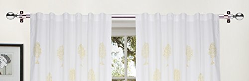 Image of LINENWALAS Cotton Solid Windows Curtains, 4.5ft x 5ft,Yellow Tree, Set of 2