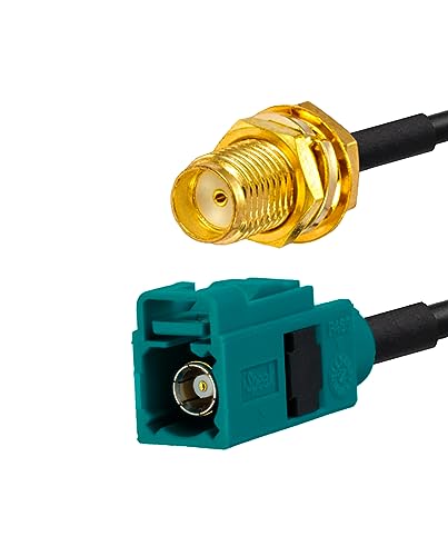 Vecys Fakra Z Female to SMA Female RF Coax Cable 12in/30cm SMA Cable RG174 for Car Stereo GPS Navigation, Gold, 12 inches - Image 2