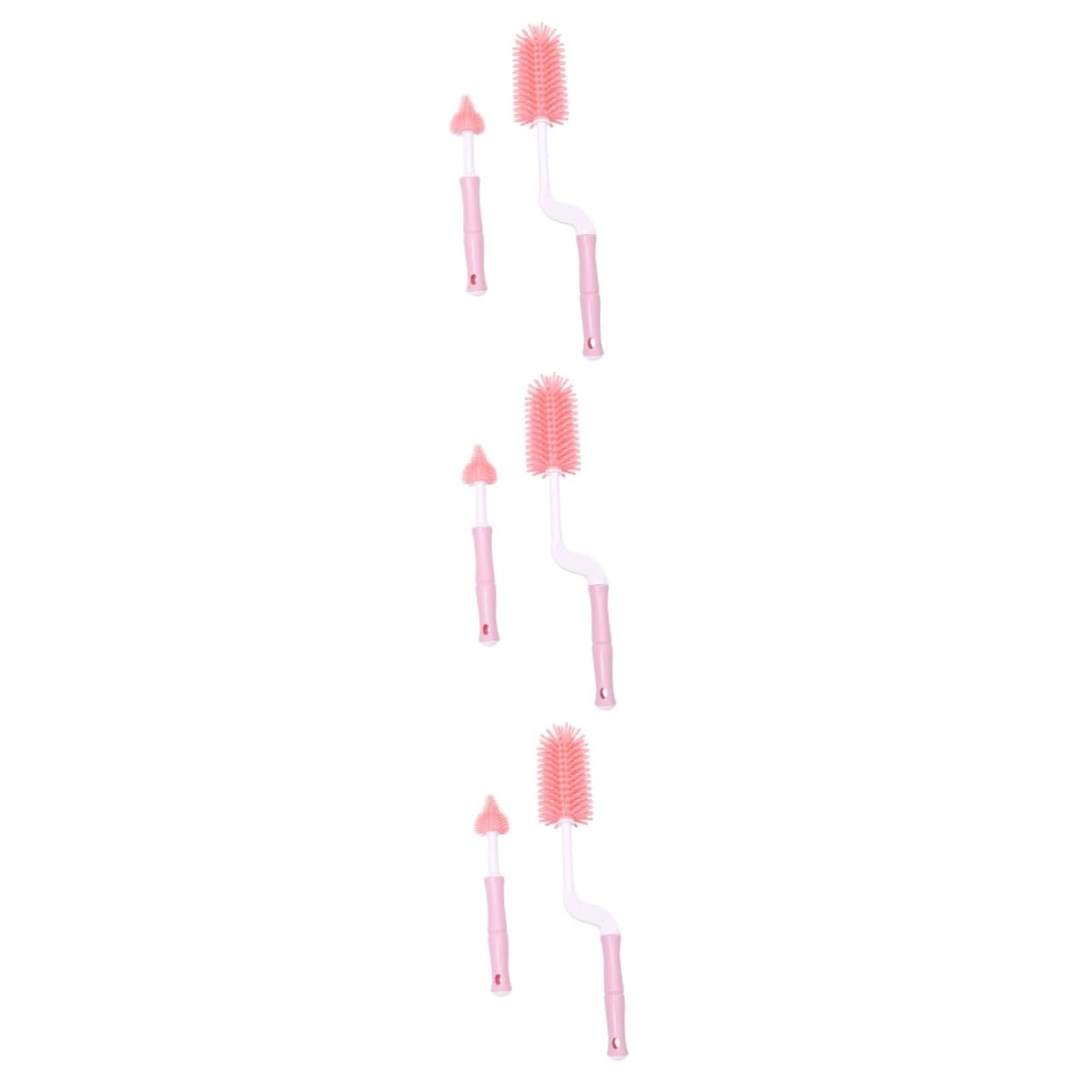 Abaodam 3ensembles Set De Brosses Pour Nettoyage De Biberons Et Tétines Accessoires De Puériculture Rotatifs Pour Entretien Facile Rose