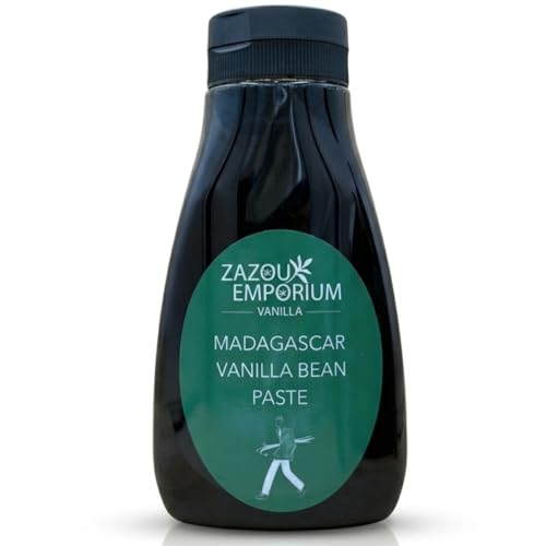Zazou Emporium - Madagascar Vanilla Paste with Seeds 310g - Pure Natural No Additives - Perfect for Baking Ice Cream & Desserts - Squeeze Bottle