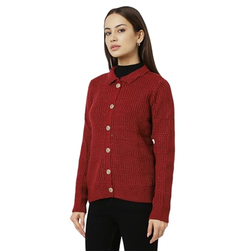 Image of Van Heusen Women's Regular Fit Full Sleeve Button Cardigan