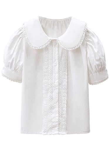Girls Summer Doll-Collar Button Down Shirts Short Sleeve Size 3-14 Years