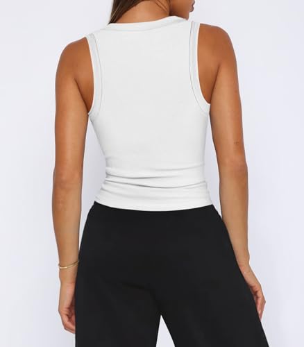 Women's Sexy Deep V Neck Cropped Tank Tops for Women Summer Slim Fitted Workout Going Out Top Basic Sleeveless Shirt2