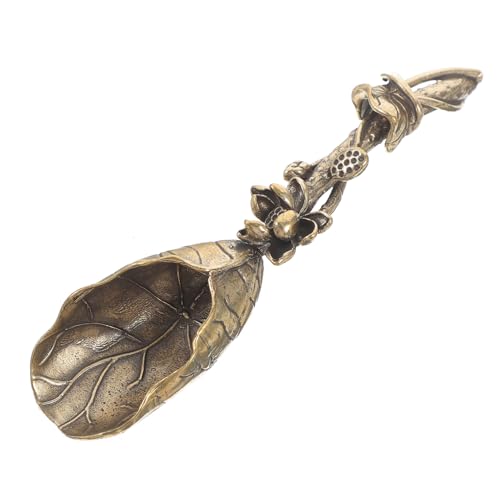 PRETYZOOM 1Pc Mini Copper Tea Scoop Small Tea Shovel Spoon for Loose Leaf Tea for Tea Houses and Shops for Bath Salts More Unique Design with Random Patterns