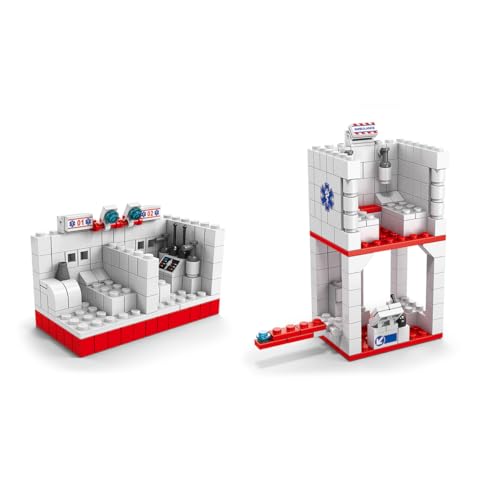 Image of SKY LINE OCEAN 6-in-1 Ambulance Building Block Set Toys | STEM Kit for Kids | Build Rescue Ambulances & Emergency Vehicles (1000+ Pcs) | Birthday Gift for Boys & Girls || 6 Months Structural Warranty