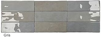 Atlas Ceramics - Porcelain Gloss Tile - Versatile Laying Options - Bathroom, Shower Wall & Splashback - Traditional Art - Nolita Gris 2.5 in X 7.8 in