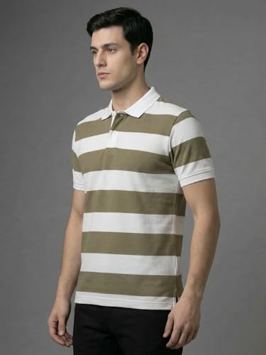 Image of XENOVAURBAN Polo t Shirt for Man | Striped Pattern Mens Cotton Polo Neck T-Shirt with Collar | Regular fit | Breathable and Soft - Polo-Striped-P