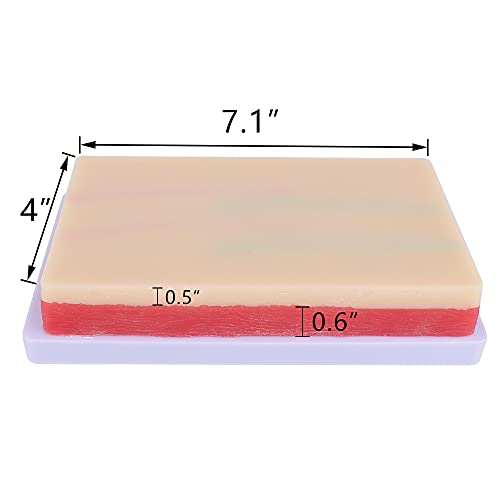 Image of Venipuncture IV Injection Training Pad Model, Silicone Human Skin Suture Training Model, Injection Practice Pad, 4 Veins Imbedded, 3 Skin Layers(7.1 inch x 4 inch x 1.1 inch)