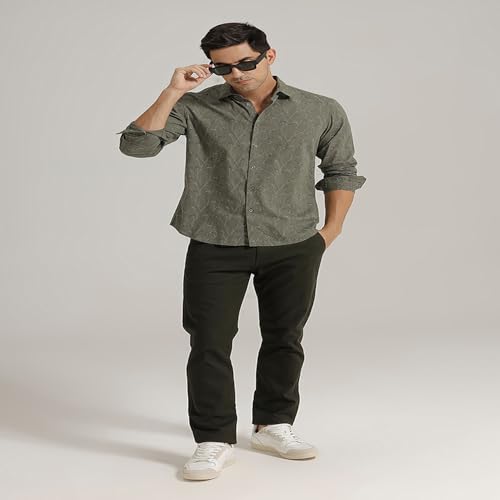 Image of BASICS Cotton-Linen Blended Men's Shirt | Slim Fit | Everyday Smart Casual Wear | Full Sleeve