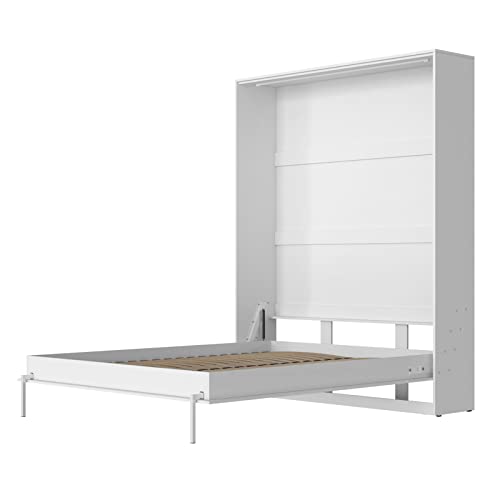 SMARTBett Schrankbett Classic mit Gasdruckfedern 160x200cm Vertikal Weiss | Wandbett, Wandklappbett fürs Gästezimmer, Büro, Wohnzimmer, Schlafzimmer