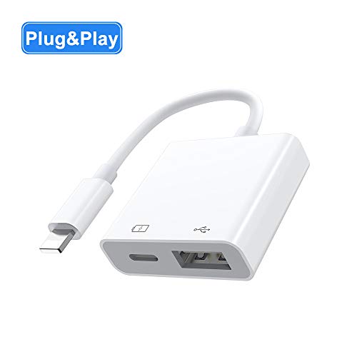 Adaptador USB 2 en 1, Puerto PD y USB OTG Adaptador Hembra, Compatible para Phone/Pad, Admite conectar cámara, Lector de Tarjetas, Unidad Flash USB, Mouse, Teclado, concentradores, Midi (Blanco)