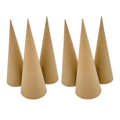 shamjina 6Pcs Paper Mache Cones Open Bottom for Crafting Imaginative Hands on DIY Cardboard Cones for Embellishing Scrapbooking