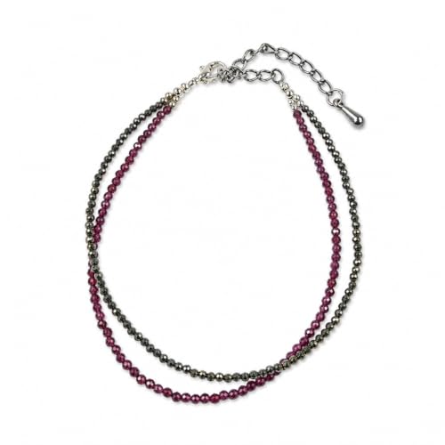 Image of Raw Pyrite, Money Magnet, Dhanyog, Garnet, Black Obsidian Evil Eye Anklet | Stone of Money, Protection & Power | Natural Healing Crystal Anklet for Women | Spiritual Jewellery for Women | Gift for Woman & Girlfriend