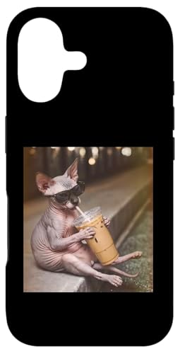 Funny Sphynx Cat Drink Ice Coffee Funny Meme �X�}�z�P�[�X iPhone 17 �p