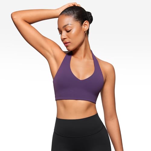 Image of INGIA Halter Longline Sports Bra Padded | Yoga, Workout, Low Back, Crop Top, with Built in Bra, for Women