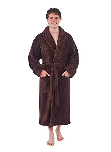 Luxurious Men's Shawl Collar Fleece Bathrobe
