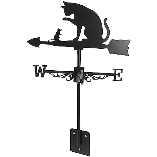 Yarnow Z1563188Q0 Stainless Steel Weather Vanes Garden Weathervane Cat Mouse Shaped Stakes Ornament Decorative Weather Vane Wind Direction Indicator Tool cover