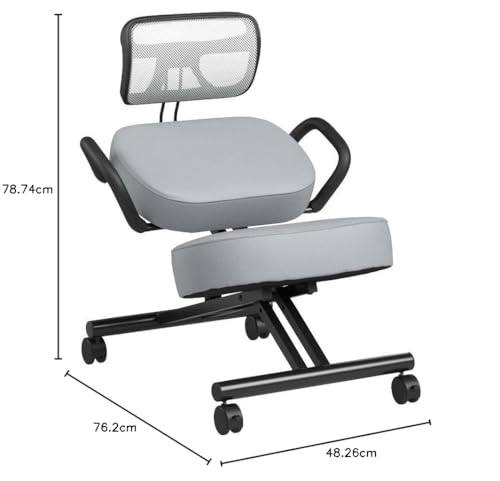 VIVO DRAGONN Ergonomic Kneeling Chair with Back Support, Adjustable Stool for Home and Office with Angled Seat for Better Posture - Thick Comfortable Cushions, Gray (DN-CH-K02G)