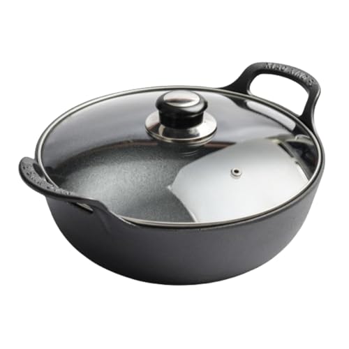 xiaoyuzhou 両手鍋 鉄鍋 ??? 炒め鍋 IH 鍋 シチュー鍋 鋳鉄 スープ鍋 手作り鉄鍋 蓋付き ガス火対応 焦げ付き防止 深型 卓上鍋 お手入れ簡単 耐久性 ?? すき焼き鍋 煮る 焼く 炒める 揚げる 湯豆腐 キムチ鍋 すき焼き おでん う