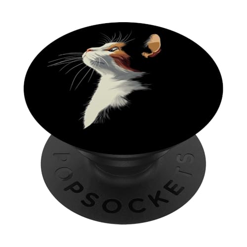 Beautiful Womens Girls Illustration Art Calico Cat Lover PopSockets PopGrip Adhésif