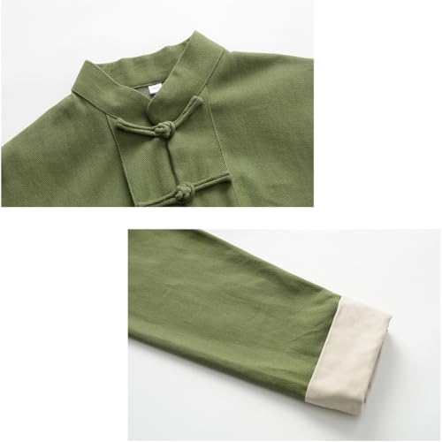 Pure Cotton Tai Chi Uniform Kung Fu Jacket Chinese Traditional Tang Suit Men Martial Art Jacket green-4XL3