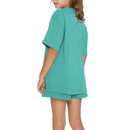 Girls Workout Shorts Set Cute Short Sleeve T-Shirt and Shorts Set with Side Pockets Tween Girls Trendy Clothes Summer Outfit3