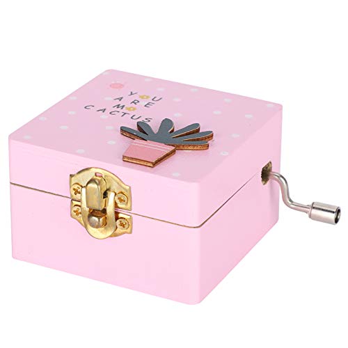 Caja de música de Madera para Esposa/Hija/Hijo, Caja de música con manivela de Madera Vintage, Regalos para cumpleaños/San Valentín/Aniversario/decoración de Escritorio de Boda(Rosa) Cover