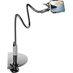 SAIJI Gooseneck Bed Phone Holder, Flexible Long Arm Phone Mount for Desk, Clip Bracket Clamp Stand, iPhone Stand, Mobile Cell Phone Stand Document Camera Nintendo Switch (Black)