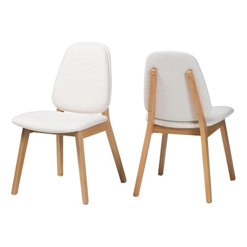 Baxton Studio Hudson Boucle Upholstered Dining Chair Set of 2 Natural and White
